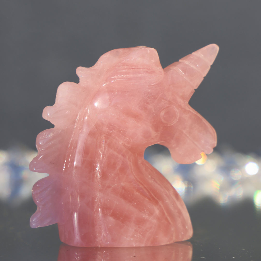 Hand-carved Rose Quartz Unicorn - Enchantia Muse