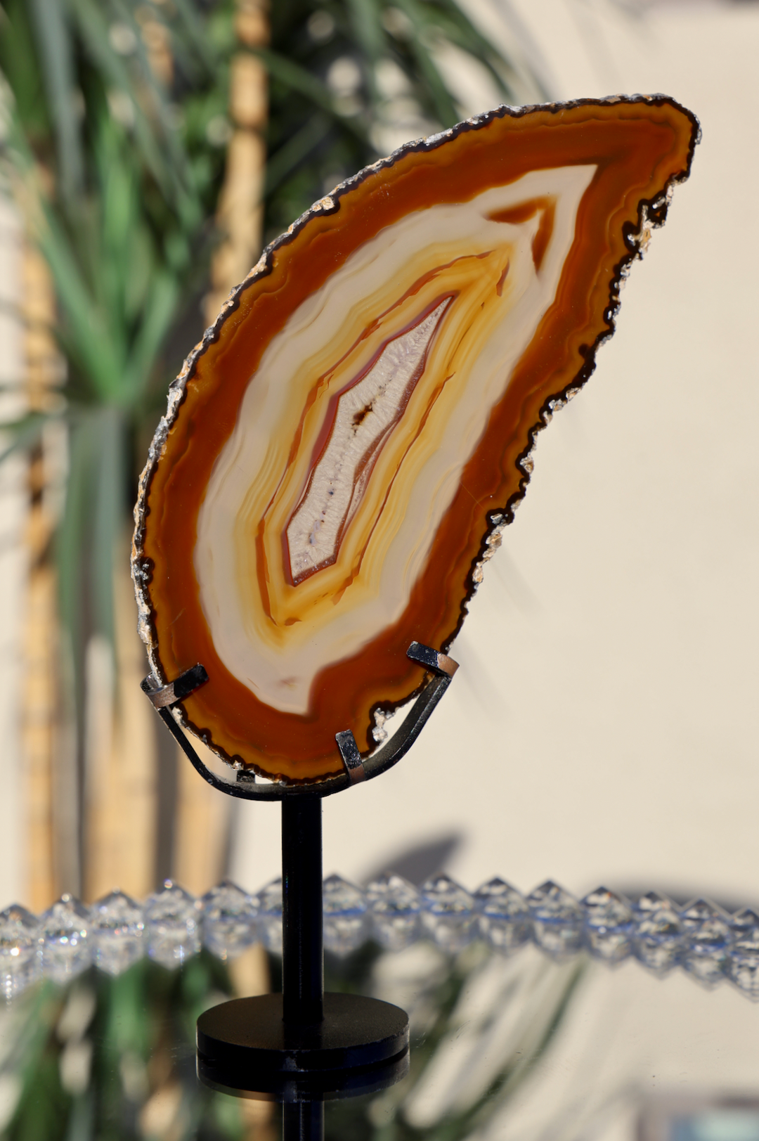 'CANDLELIGHT' Red Agate Slice on Stand - Enchantia Muse