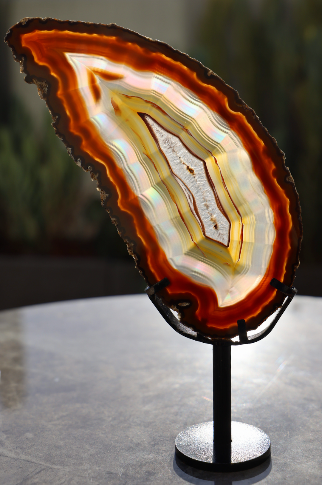 'CANDLELIGHT' Red Agate Slice on Stand - Enchantia Muse