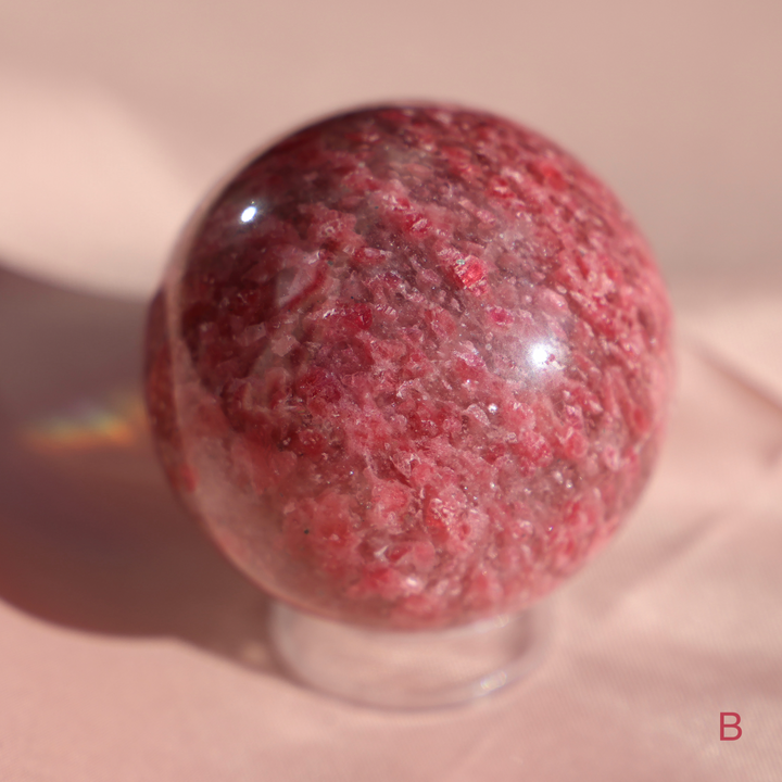 'Sakura' Gemmy Rhodonite Sphere - Enchantia Muse