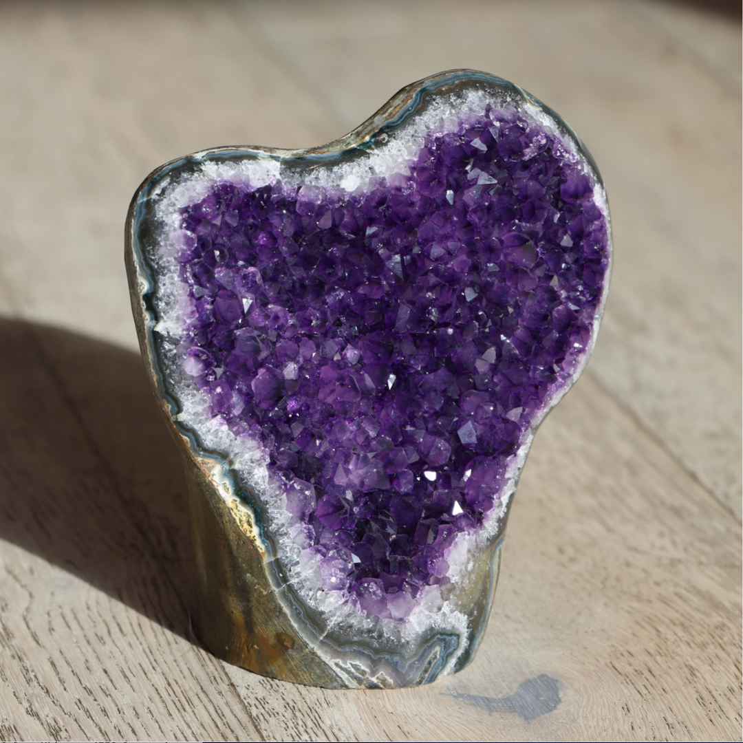 'Ametheart' High Quality Amethyst Crystal Cut Base - L - Enchantia Muse