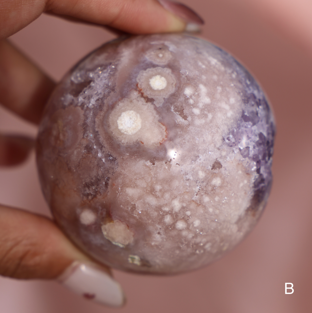 'PASTEL' Pink Amethyst x Flower Agate Sphere - S - Enchantia Muse