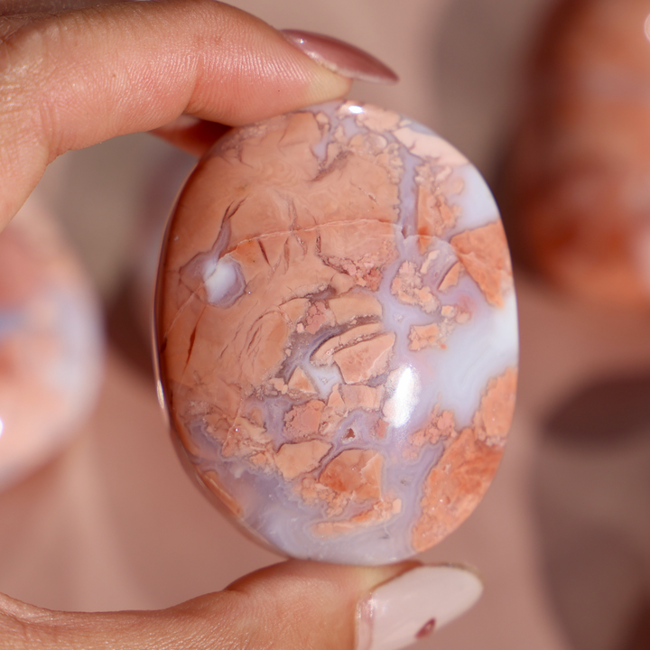 Cotton Candy Pink Agate Palm Stone - Enchantia Muse