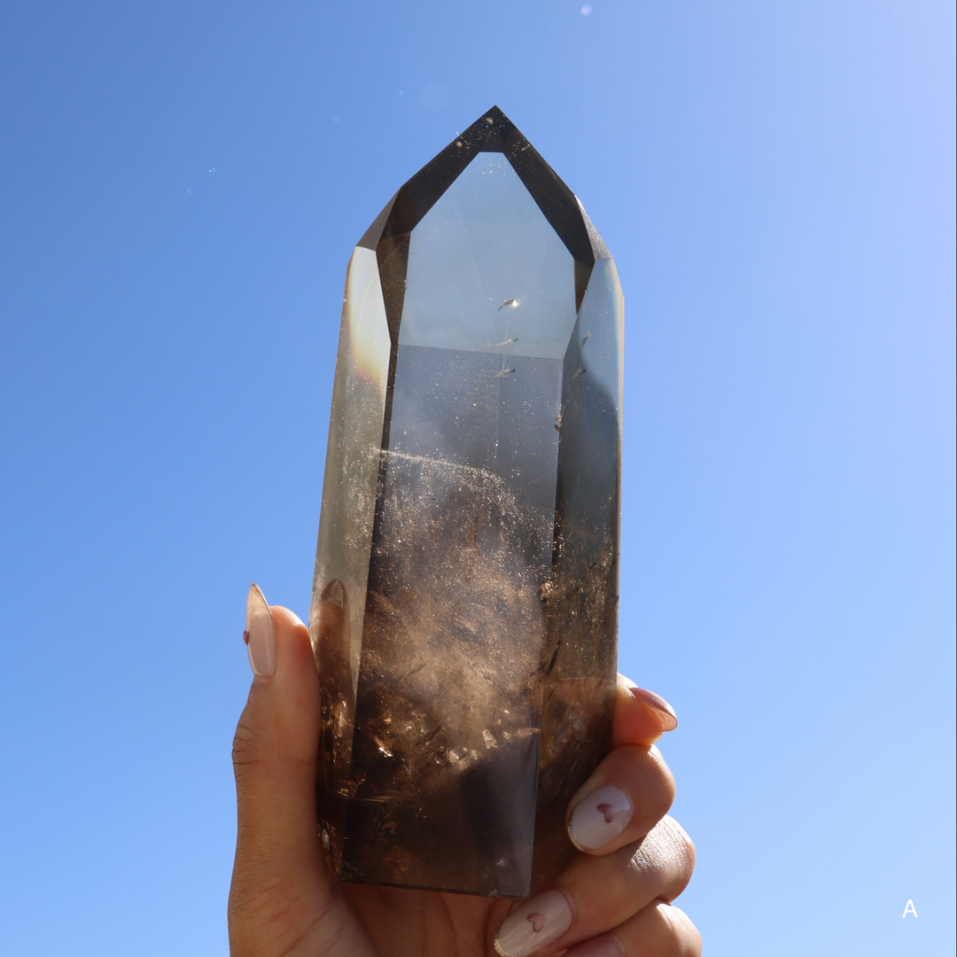 High Quality Smoky Lemurian Quartz Tower - Enchantia Muse