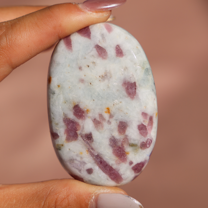 Pink Tourmaline Palm Stone - Enchantia Muse