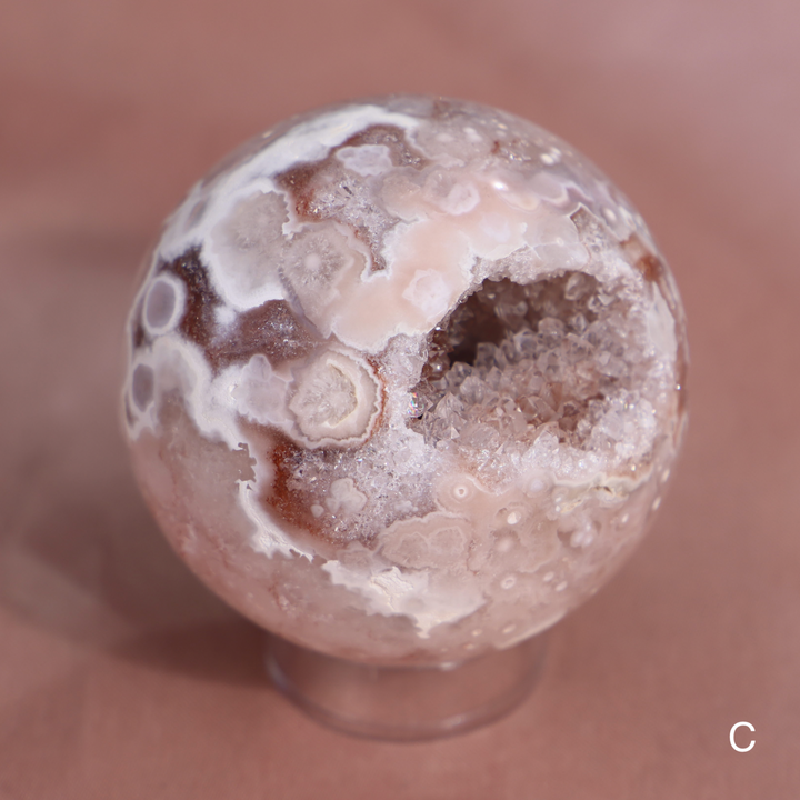 'PASTEL' Pink Amethyst x Flower Agate Sphere - S - Enchantia Muse