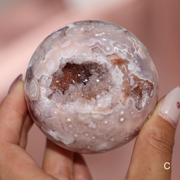 'PASTEL' Pink Amethyst x Flower Agate Sphere - S - Enchantia Muse