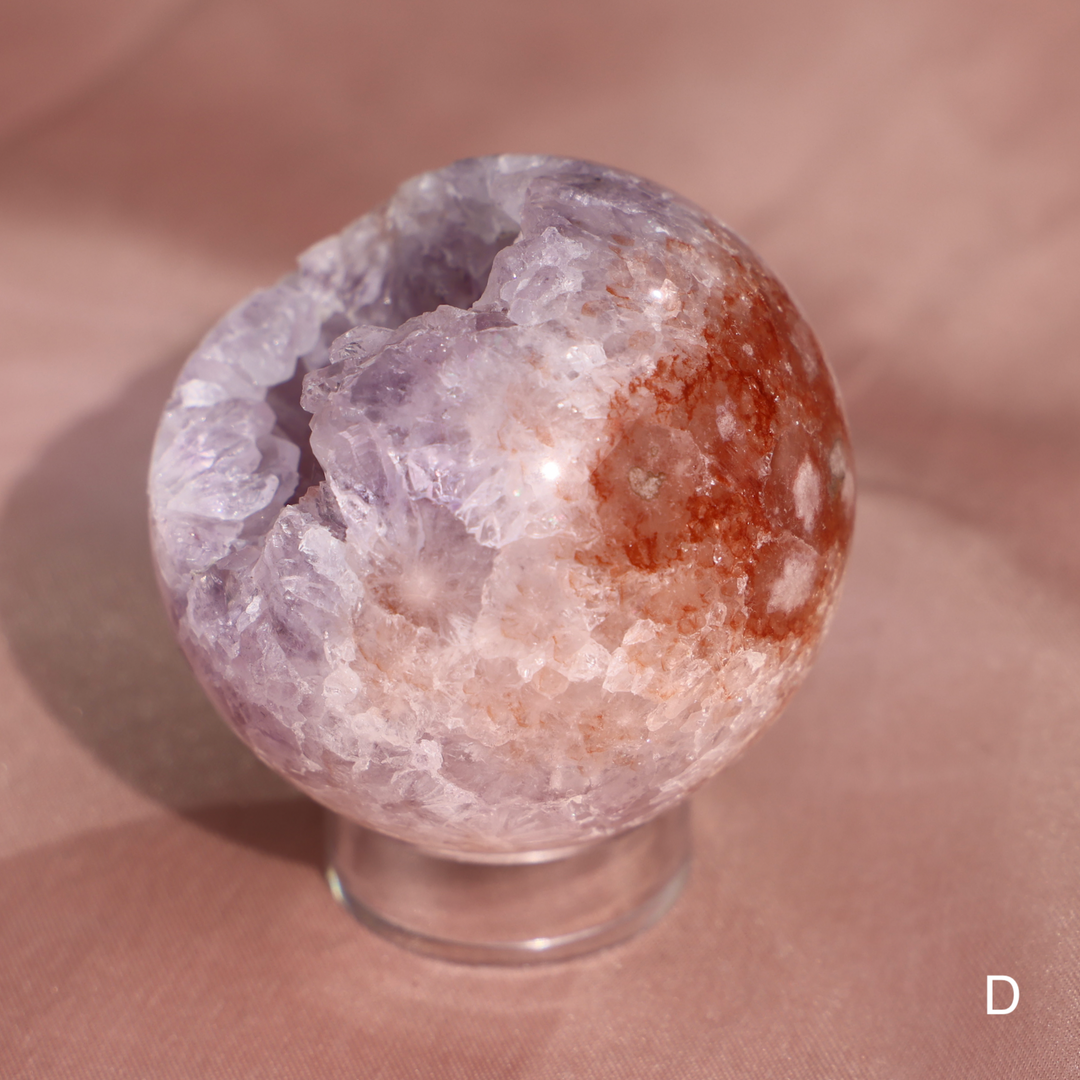 'PASTEL' Pink Amethyst x Flower Agate Sphere - S - Enchantia Muse