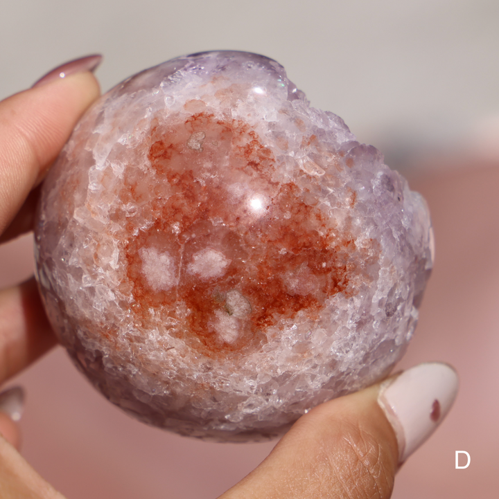 'PASTEL' Pink Amethyst x Flower Agate Sphere - S - Enchantia Muse