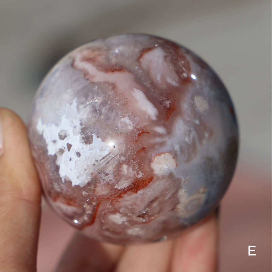 'PASTEL' Pink Amethyst x Flower Agate Sphere - S - Enchantia Muse