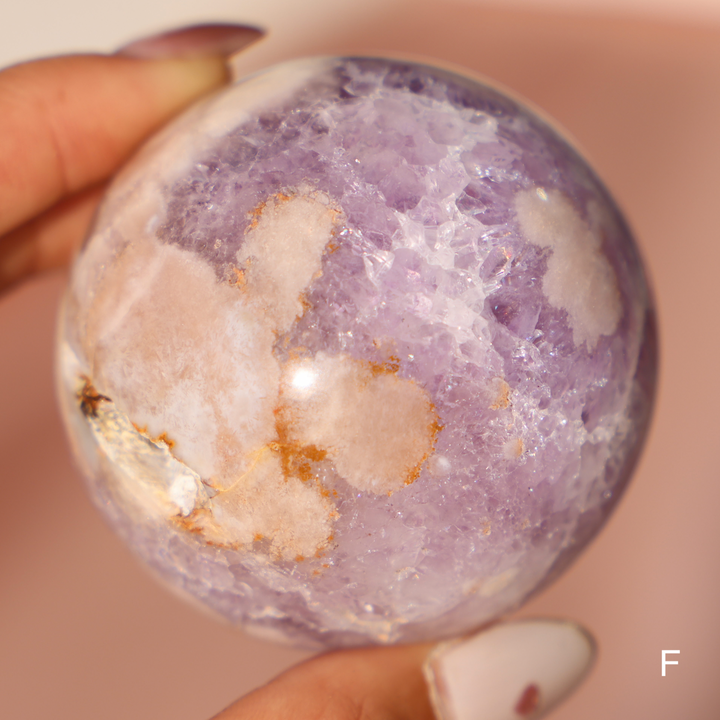 'PASTEL' Pink Amethyst x Flower Agate Sphere - S - Enchantia Muse