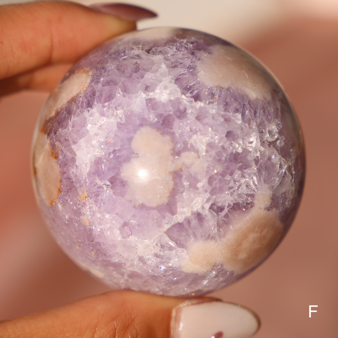 'PASTEL' Pink Amethyst x Flower Agate Sphere - S - Enchantia Muse