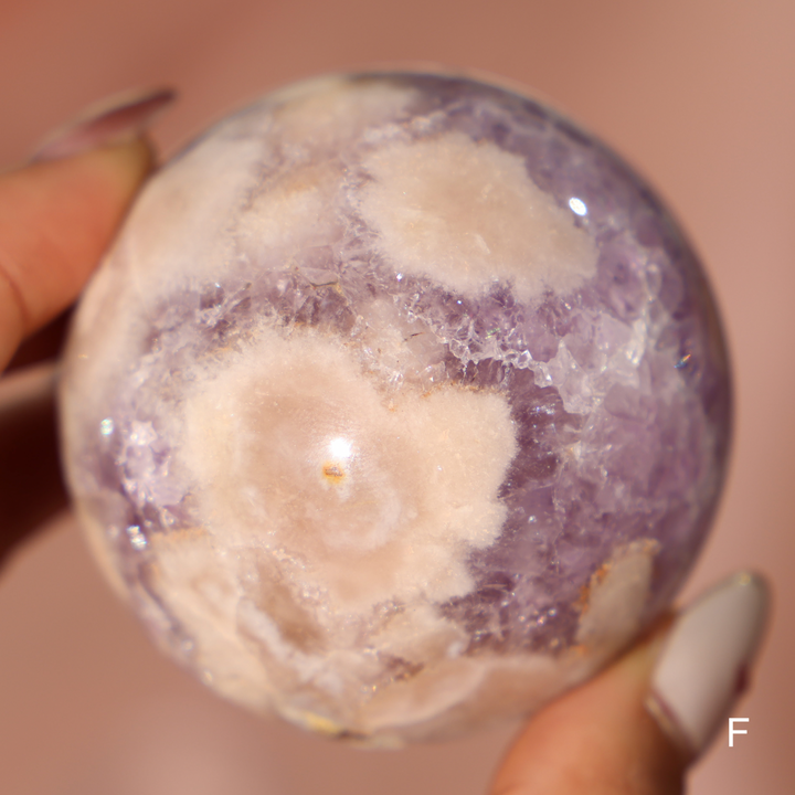 'PASTEL' Pink Amethyst x Flower Agate Sphere - S - Enchantia Muse