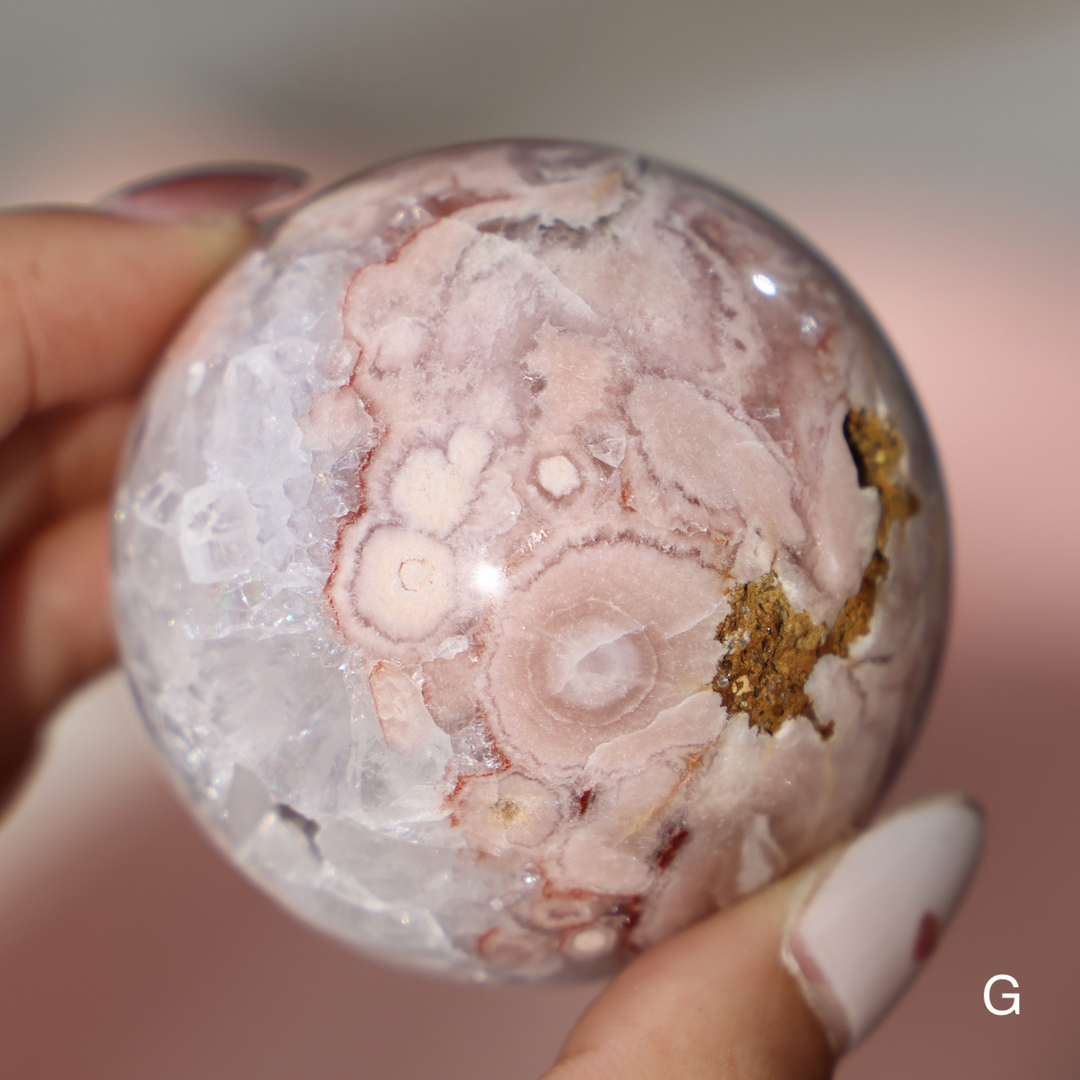 'PASTEL' Pink Amethyst x Flower Agate Sphere - S - Enchantia Muse