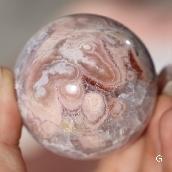 'PASTEL' Pink Amethyst x Flower Agate Sphere - S - Enchantia Muse