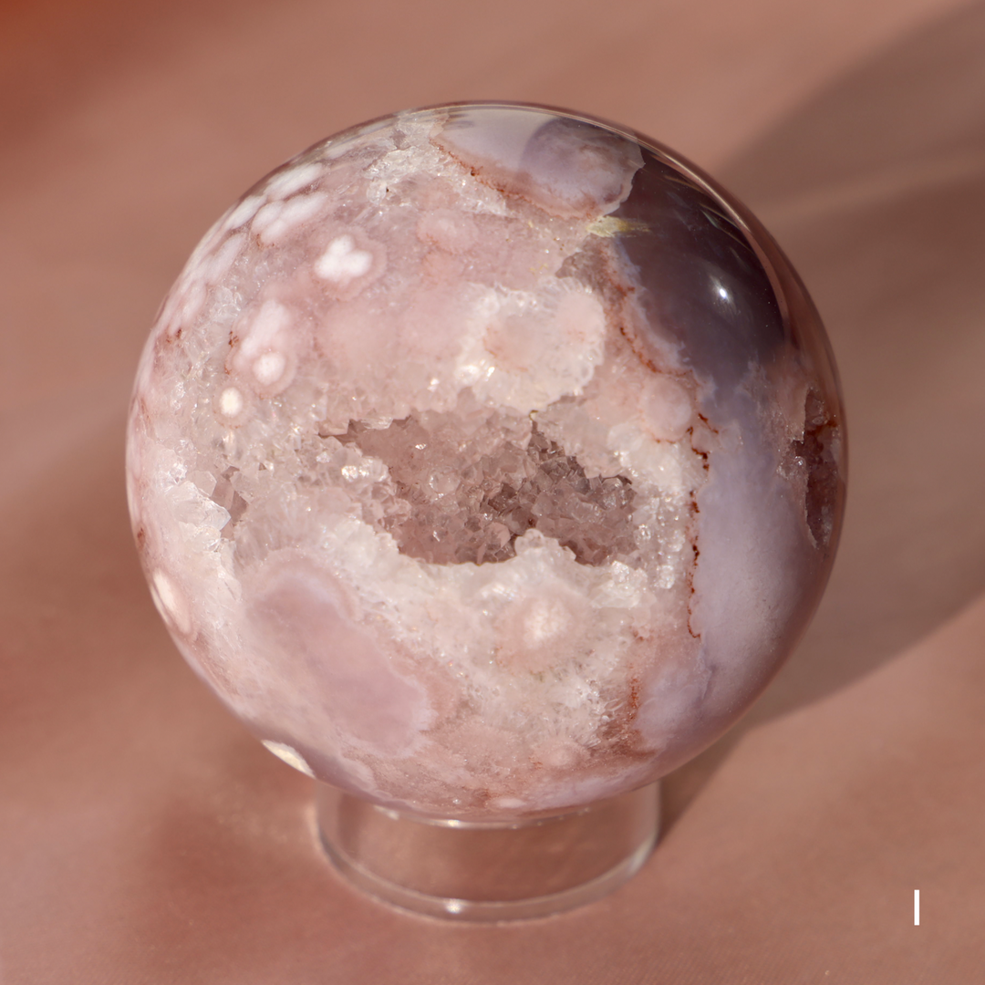 'PASTEL' Pink Amethyst x Flower Agate Sphere - S - Enchantia Muse