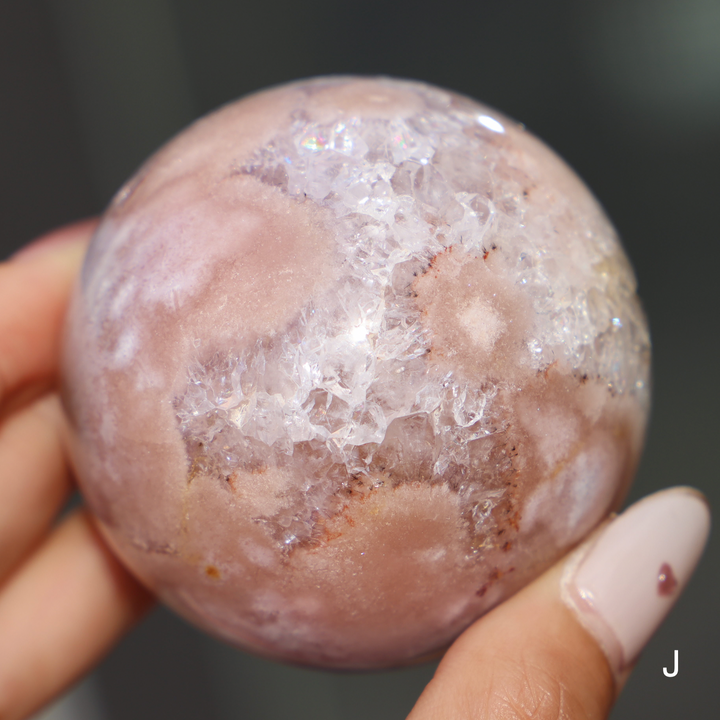 'PASTEL' Pink Amethyst x Flower Agate Sphere - S - Enchantia Muse