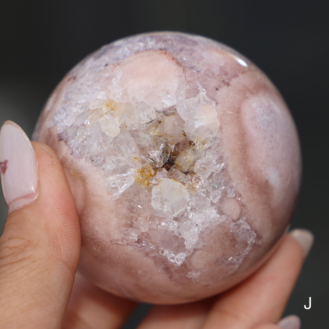 'PASTEL' Pink Amethyst x Flower Agate Sphere - S - Enchantia Muse