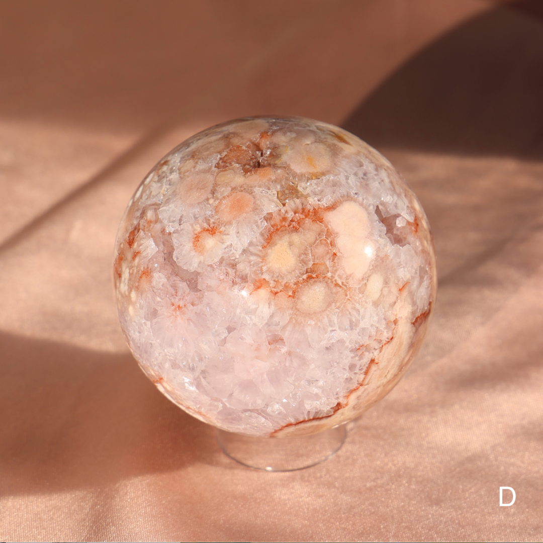 'PASTEL' Pink Amethyst x Flower Agate Sphere - M - Enchantia Muse