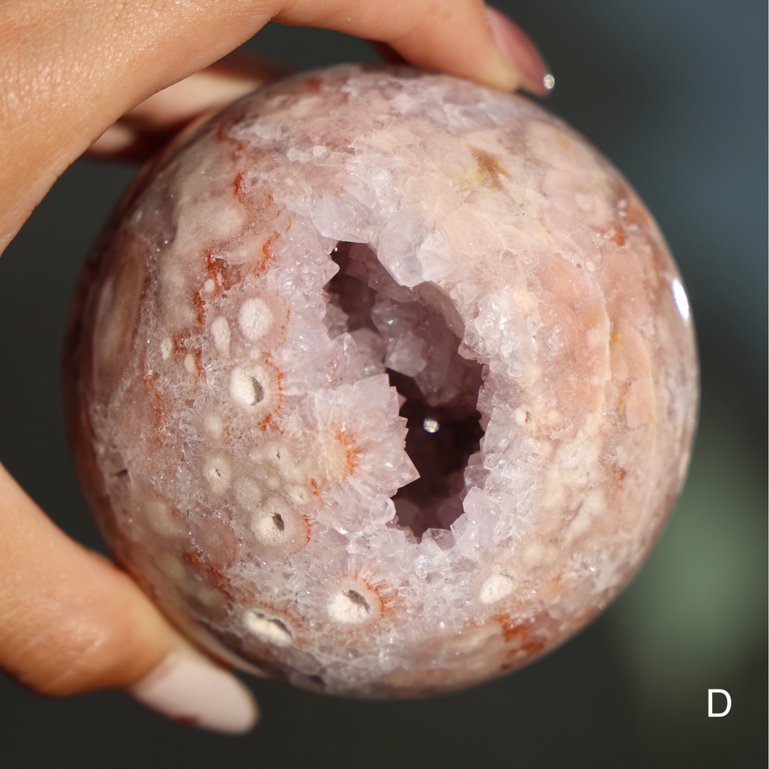 'PASTEL' Pink Amethyst x Flower Agate Sphere - M - Enchantia Muse