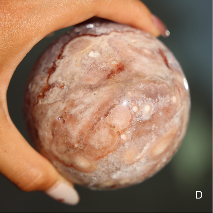 'PASTEL' Pink Amethyst x Flower Agate Sphere - M - Enchantia Muse