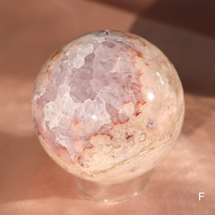 'PASTEL' Pink Amethyst x Flower Agate Sphere - M - Enchantia Muse