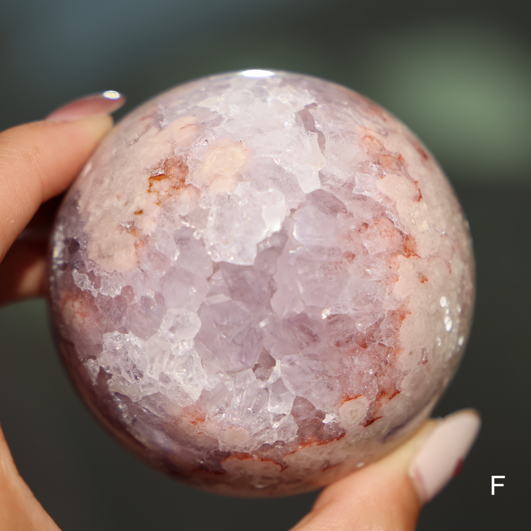 'PASTEL' Pink Amethyst x Flower Agate Sphere - M - Enchantia Muse