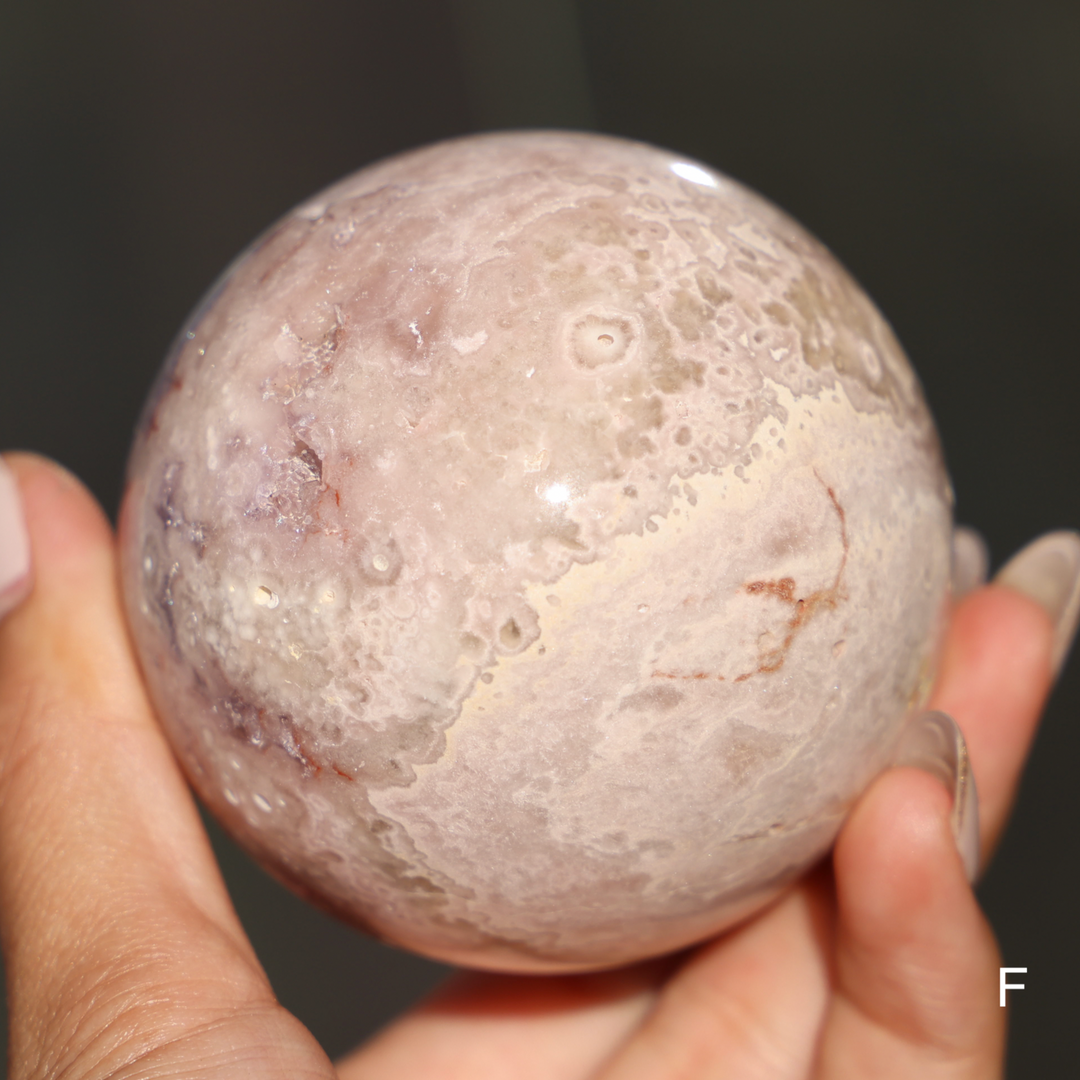 'PASTEL' Pink Amethyst x Flower Agate Sphere - M - Enchantia Muse