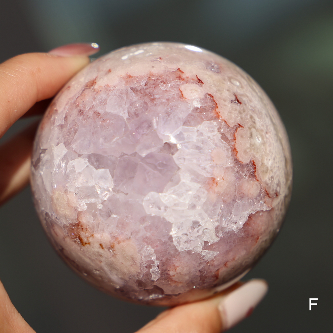 'PASTEL' Pink Amethyst x Flower Agate Sphere - M - Enchantia Muse