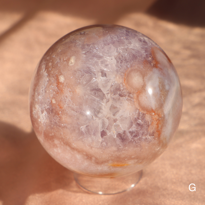 'PASTEL' Pink Amethyst x Flower Agate Sphere - M - Enchantia Muse