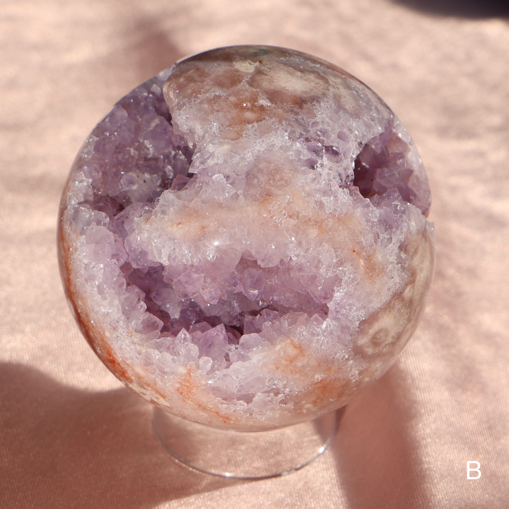 'PASTEL' Pink Amethyst x Flower Agate Sphere - M - Enchantia Muse