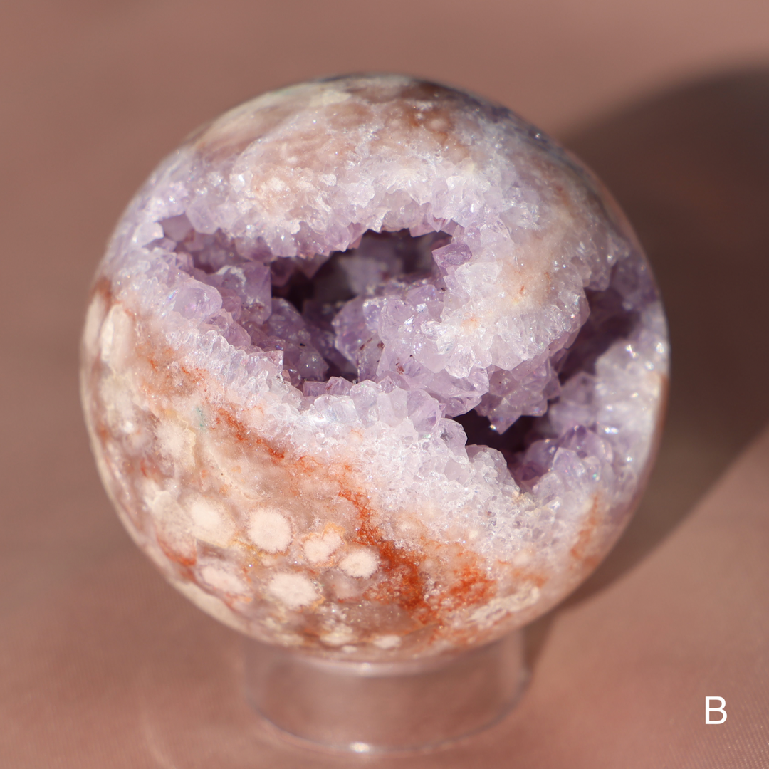 'PASTEL' Pink Amethyst x Flower Agate Sphere - M - Enchantia Muse