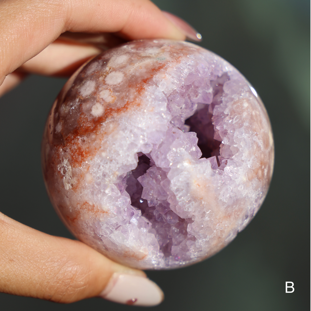 'PASTEL' Pink Amethyst x Flower Agate Sphere - M - Enchantia Muse