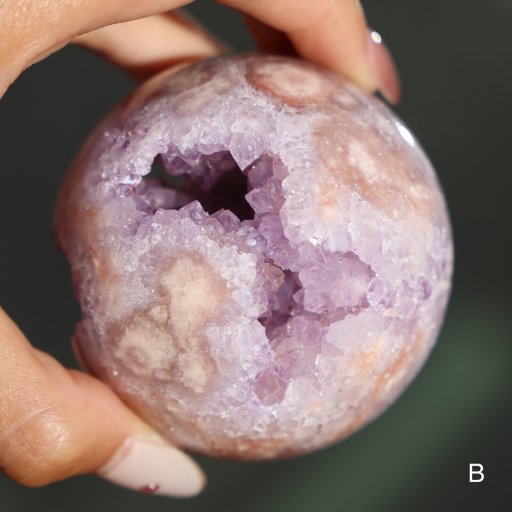 'PASTEL' Pink Amethyst x Flower Agate Sphere - M - Enchantia Muse