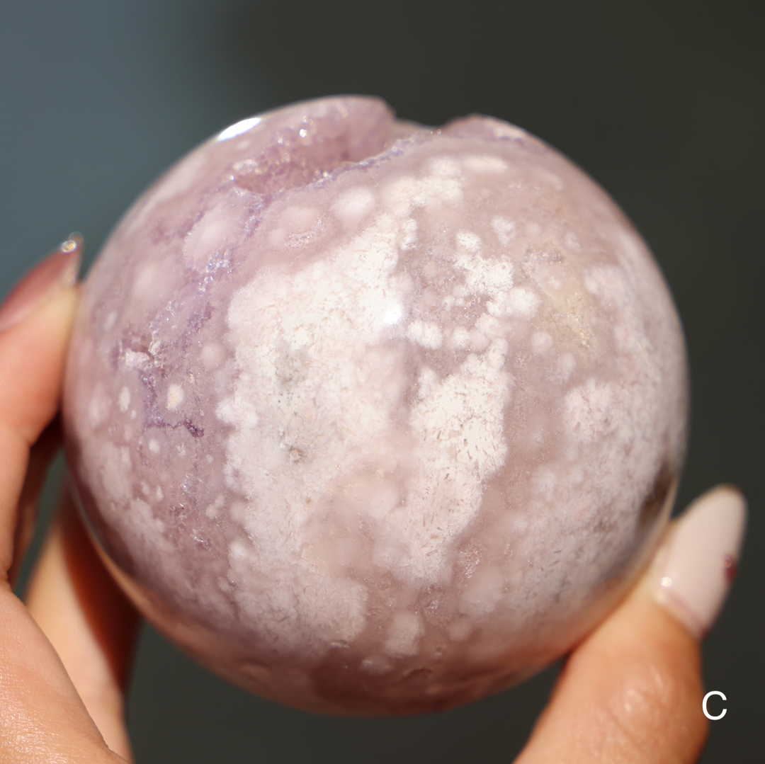 'PASTEL' Pink Amethyst x Flower Agate Sphere - M - Enchantia Muse