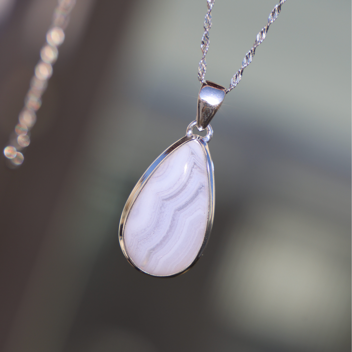 High Quality Blue Lace Agate Necklace - Enchantia Muse