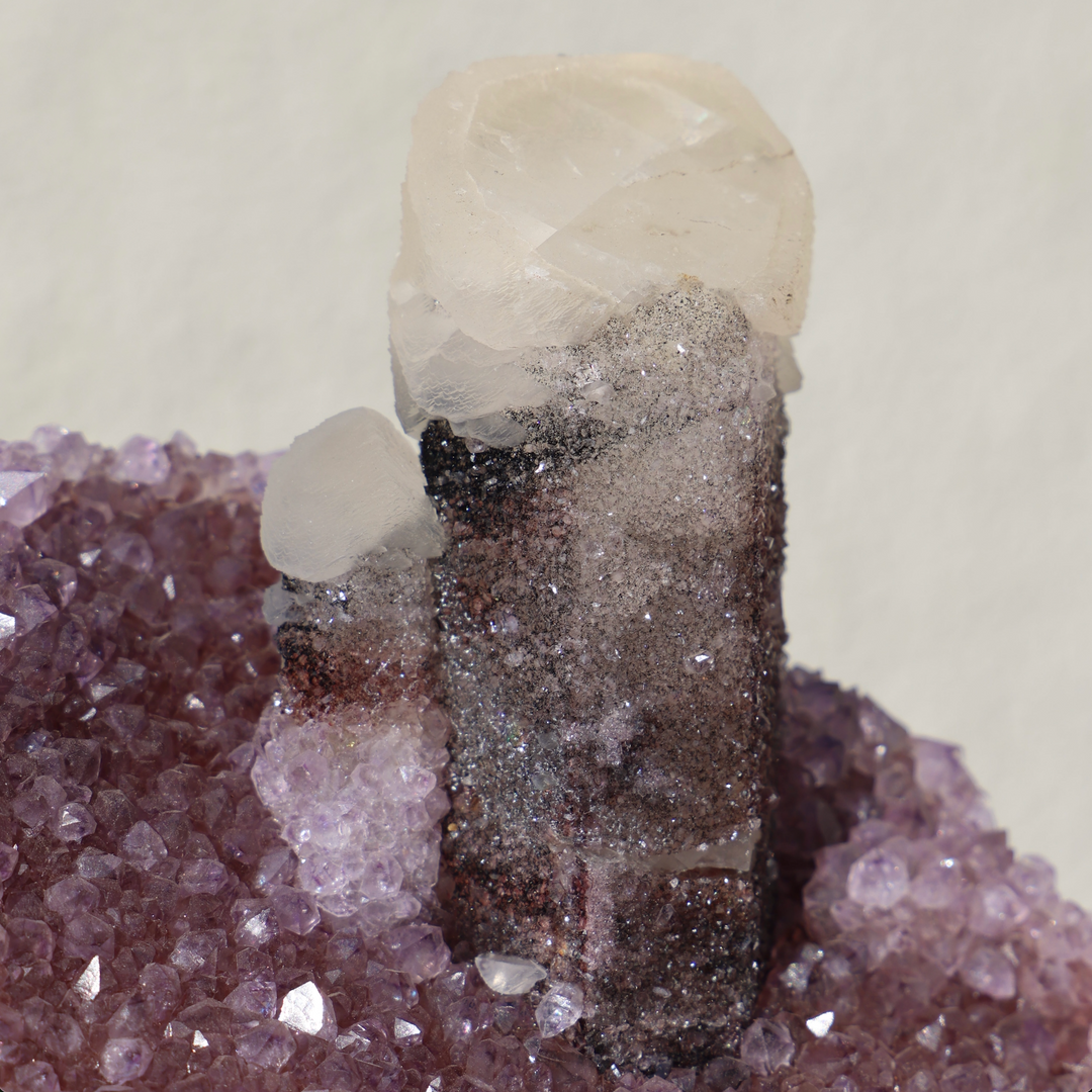 'BDE' Red Amethyst Piece with Candle Calcite - Enchantia Muse