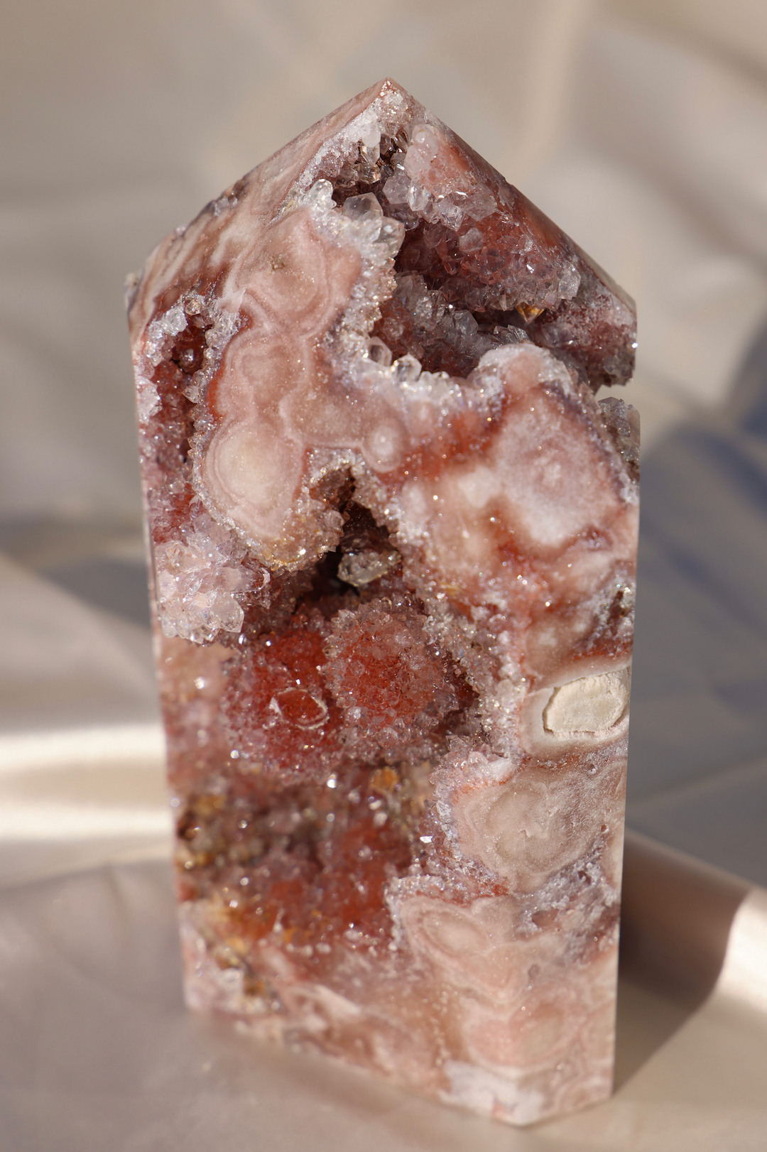 'ROSARA' Pink Amethyst Tower with Ball Formation - Enchantia Muse