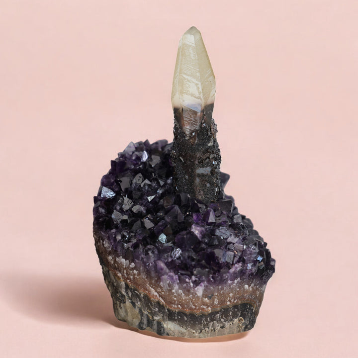 'BIRTHDAY CAKE' Rare Amethyst with Calcite Candle