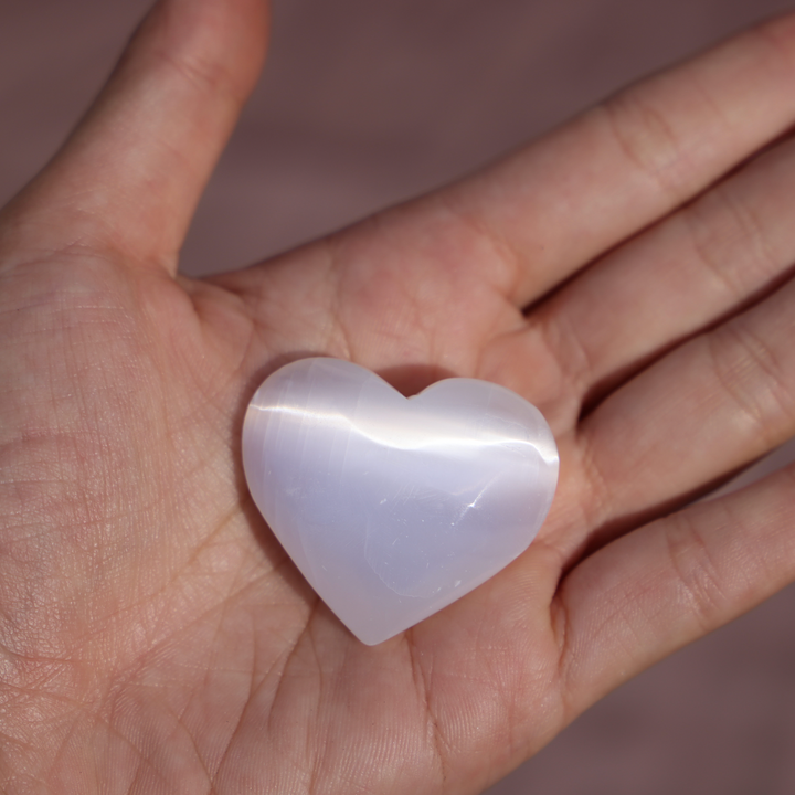 Flashy Selenite Crystal Heart