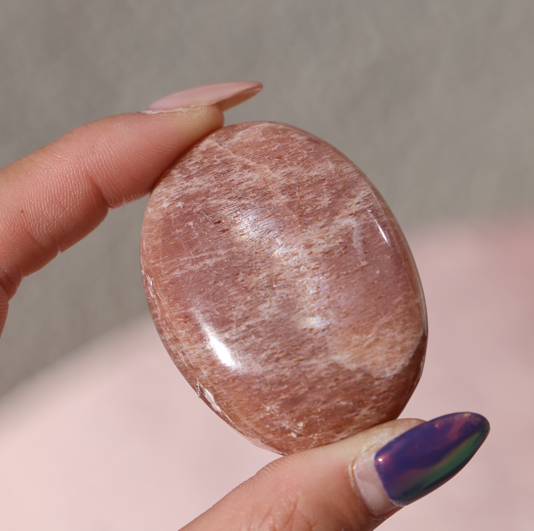 Peach Sunstone Palm Stone