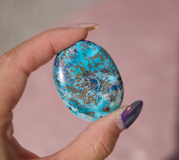 Shattuckite Palm Stone