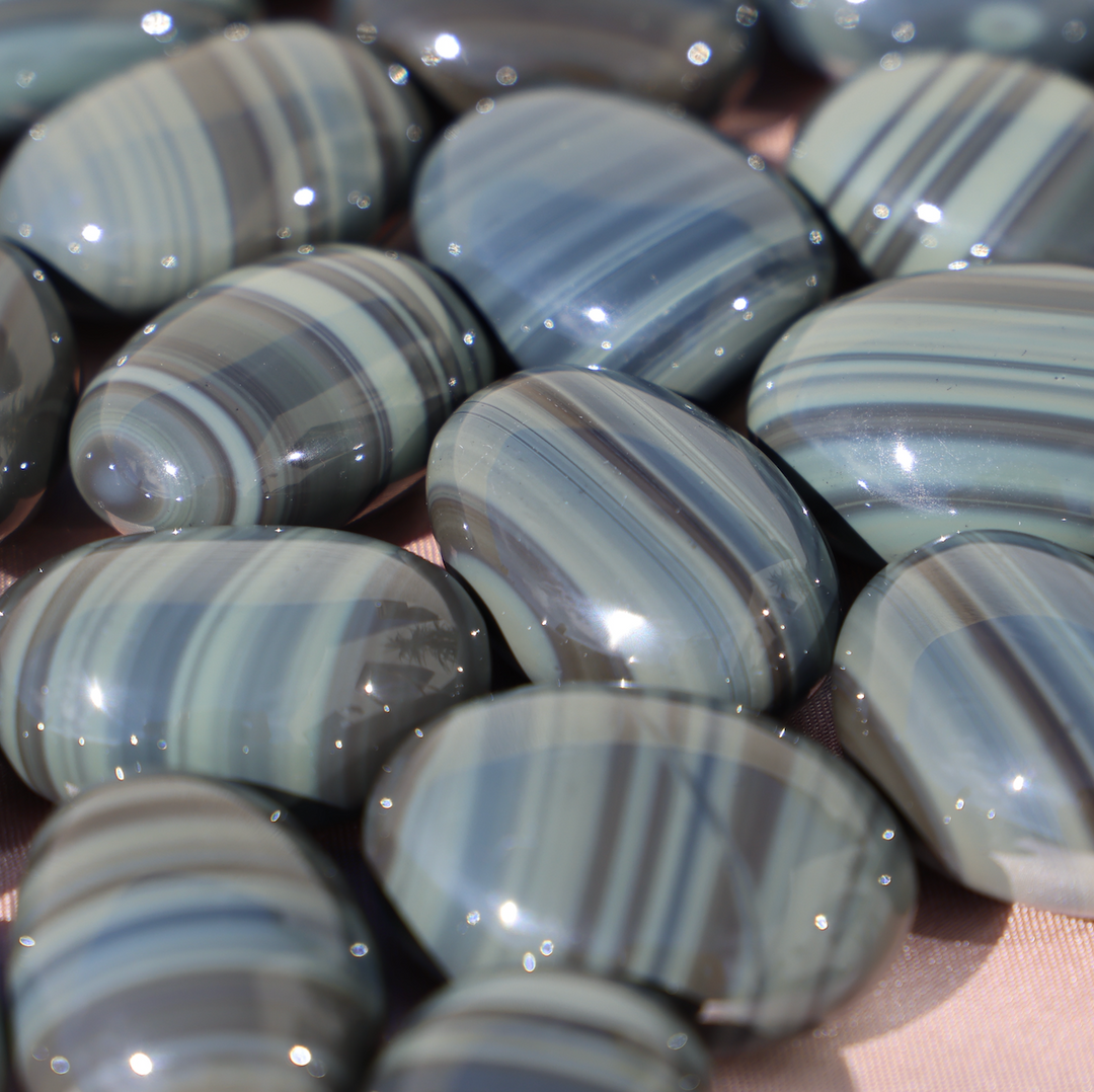 Banded Obsidian Jasper Palm Stone