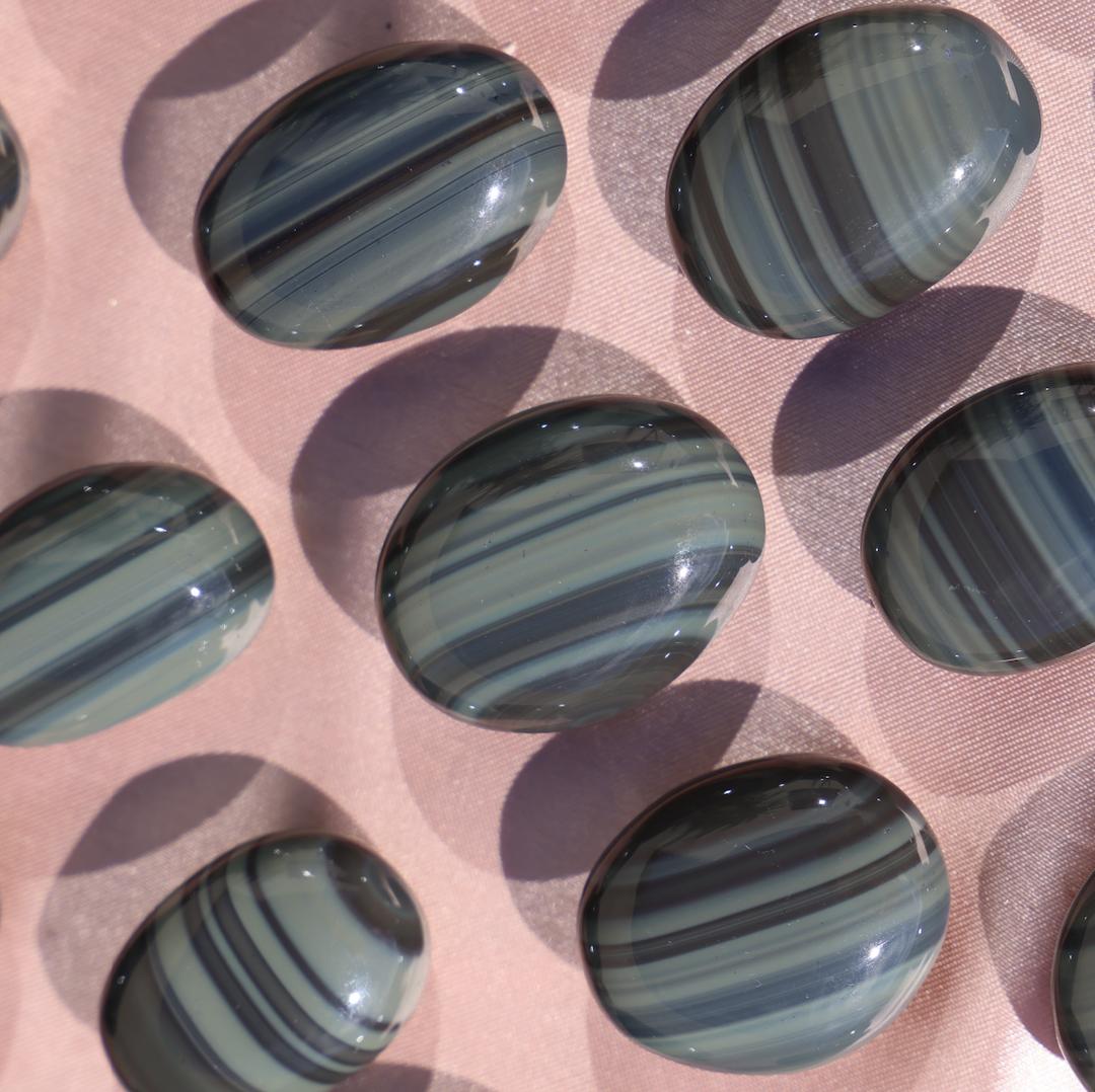 Banded Obsidian Jasper Palm Stone