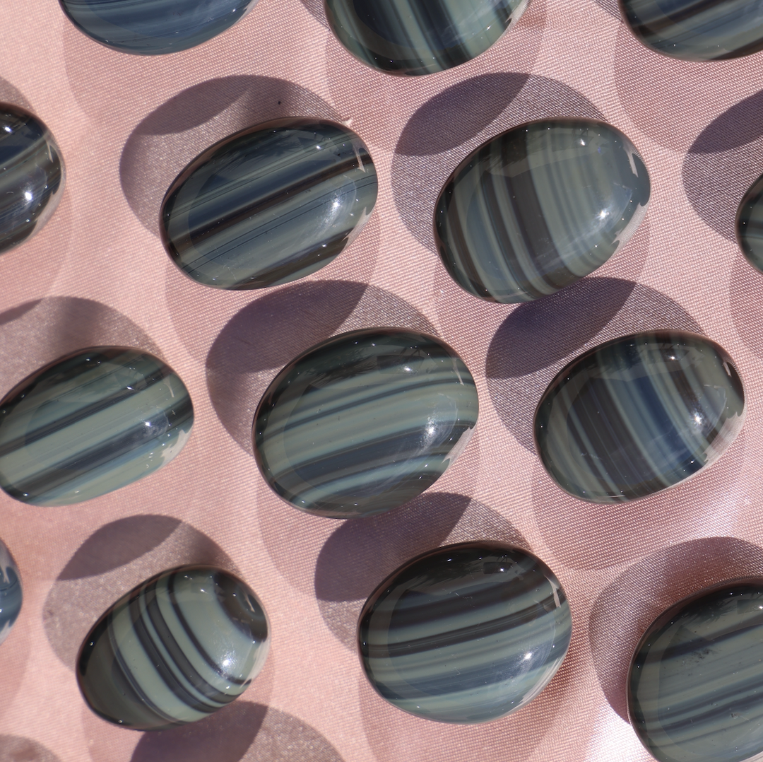 Banded Obsidian Jasper Palm Stone