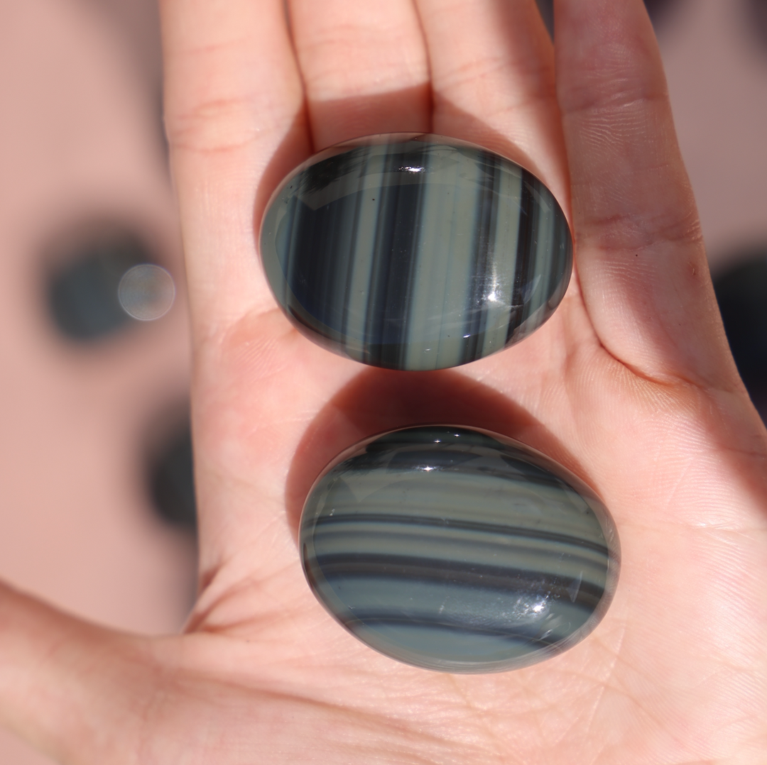 Banded Obsidian Jasper Palm Stone