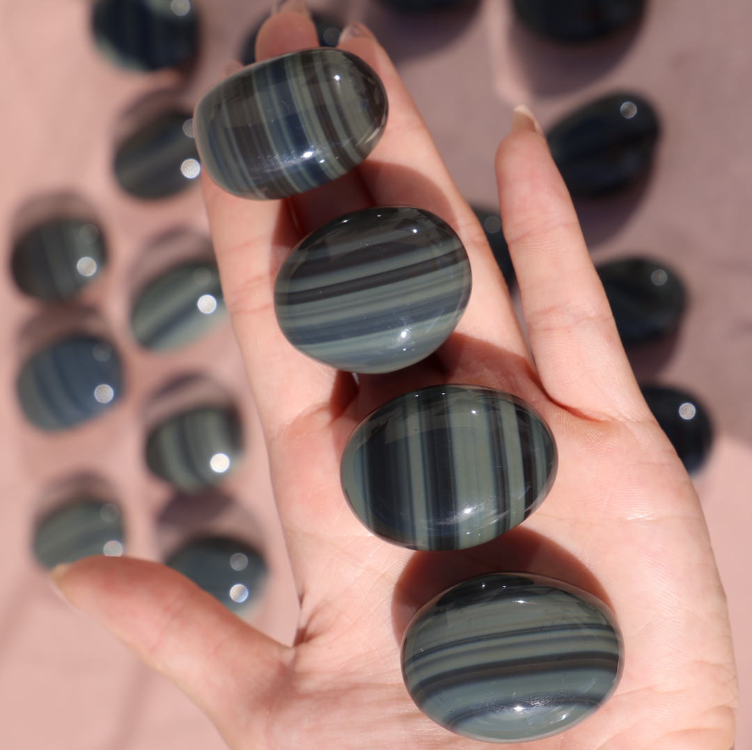 Banded Obsidian Jasper Palm Stone