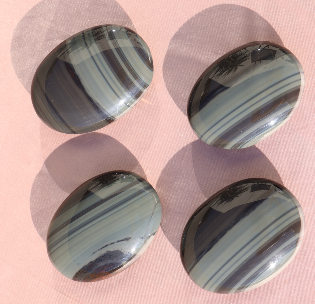 Extra Large Platinum Obsidian Palm Stone