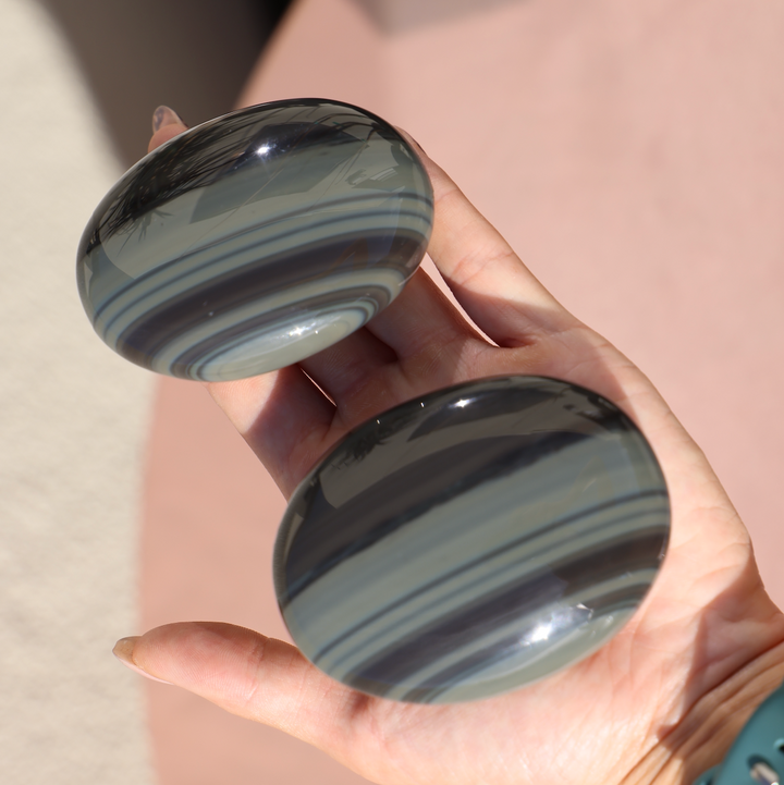 Extra Large Platinum Obsidian Palm Stone