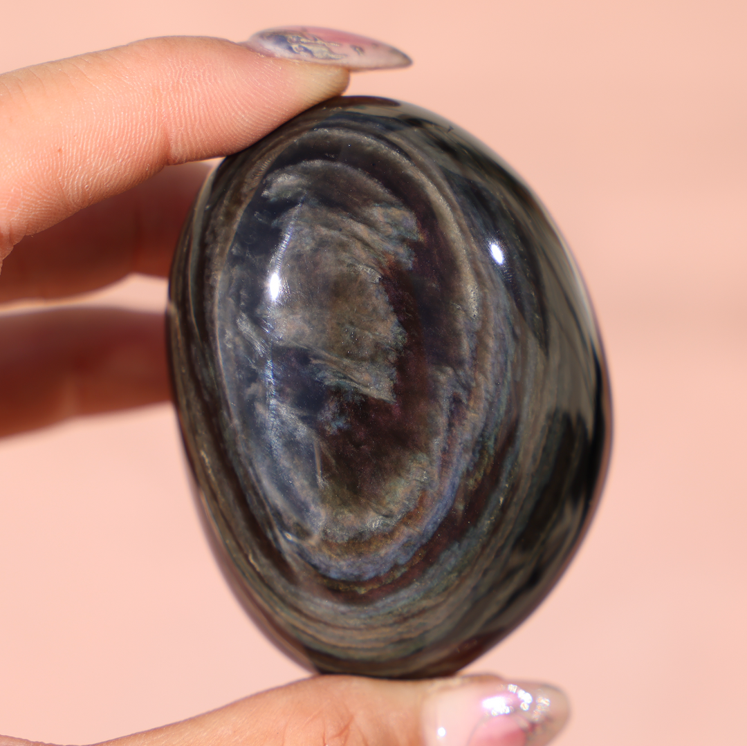 Velvet Obsidian Palm Stone #1